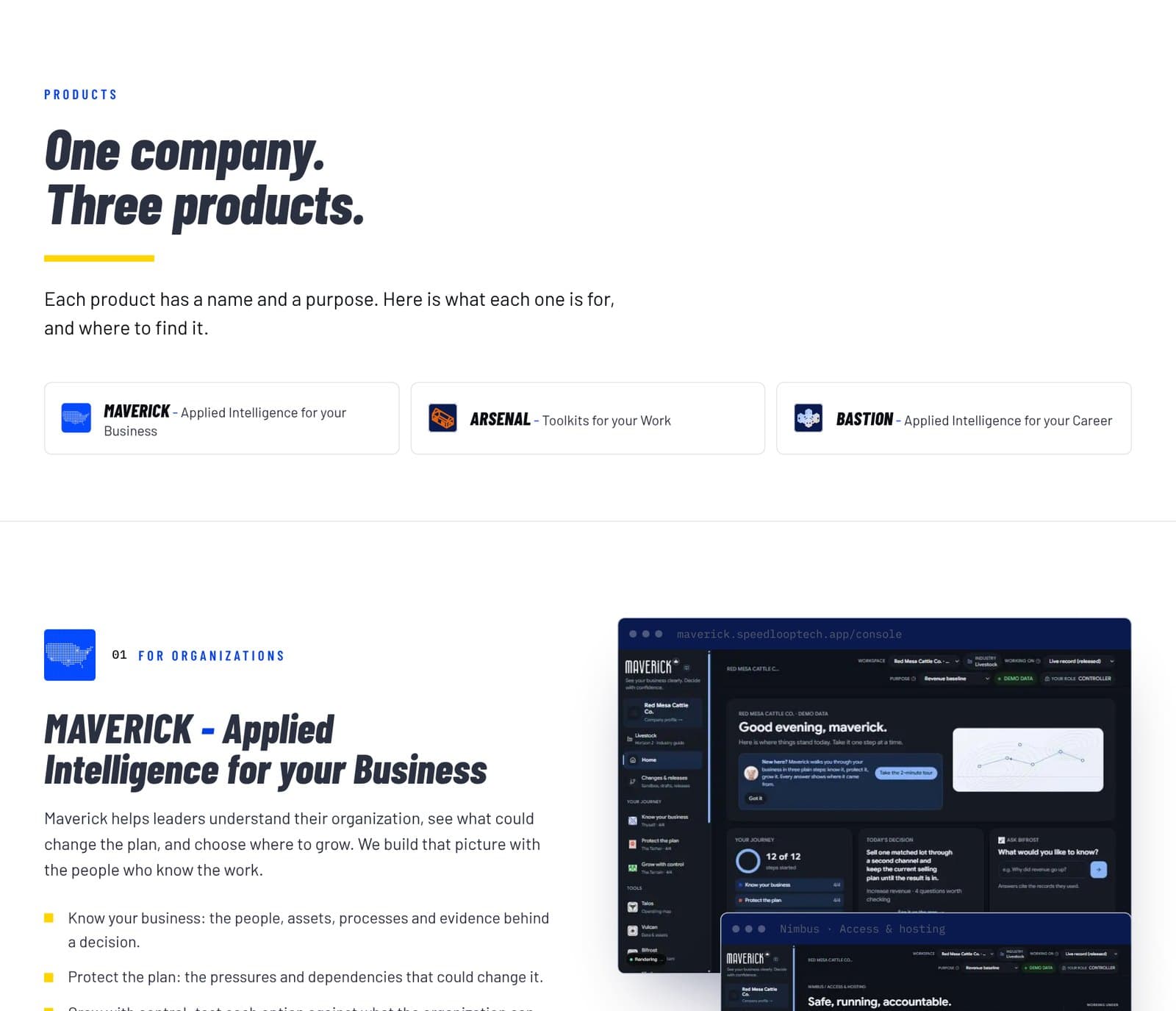 The Norventus products page, with Watch Tower, Forge and Beacon and a preview of the Watch Tower Console.